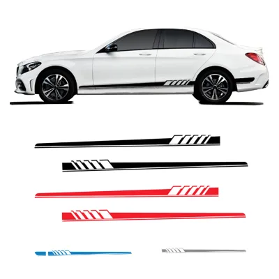 5pcs Racing Long Stripe Letter Body Decals Car Side PVC Self-Adhesive Auto Decoration Stylish Personality Design 8MIL