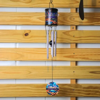 Colorful Stained Glass Solar Wind Chime - Garden Decoration with LED Light for Night