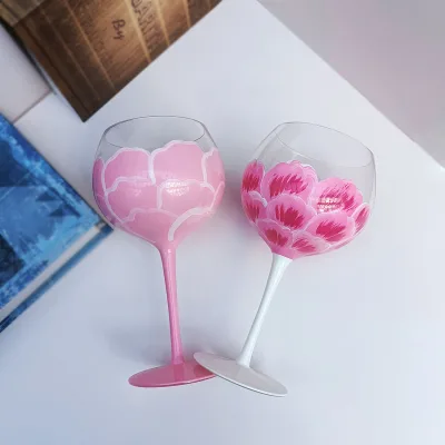 Creative Flower Design Hand-Made 700ml Tall Glass Wine Cup Red Wine Glass for Festivals Family Gatherings