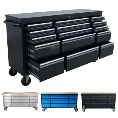 Factory Direct 72 Inch Garage 430 Stainless Steel Tool Cabinet Heavy Duty Tool Workbench Chest With Storage Drawer for Home Gara
