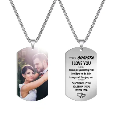 Multi Colors No Tarnish Custom Stainless Steel Photo Pendant Dog Tag Necklace and Keychains