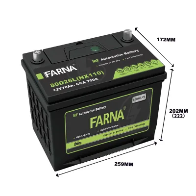 Super Power 12V 70ah MF 80D26 Lead Acid Battery Japanese Standard for Automotive Vehicles and Starting for Jis Vehicles