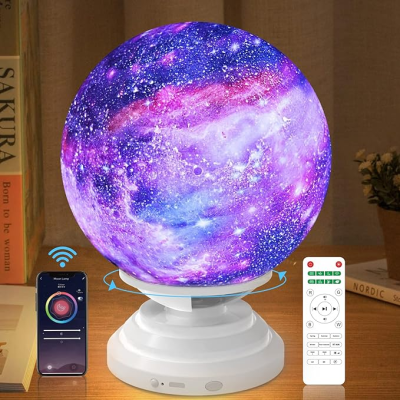 Kids Night Light,Moon Lamp With White Noise,Bluetooth Speaker Remote,360 Degree Rotation Rechargeable Moon Light