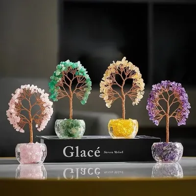 Wholesale Natural Crystal Money Tree Handmade Crystal Money Tree for Decoration and Gift
