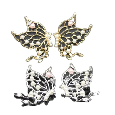 New DIY Alloy Handmade Pearl Dot Symmetrical Butterfly Hollow Hairpin Accessories Materials JF Brand Qiyifeng Model