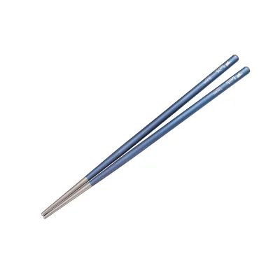 Wholesale Chinese Titanium Round Handle Multicolored square Reusable Chopsticks Metal Customized