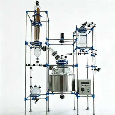 20L Single Layer Glass Reactor Chemical Glass Reactor with Glass Chromatography Column for Solvent Purification