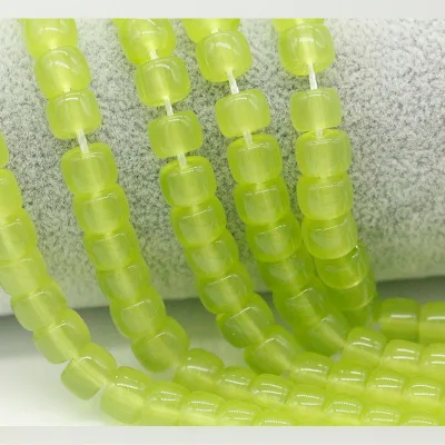 Wholesale Multi Color Beads Prayer Beads 6*8 mm Glass Jade Color Barrel Tube Shape Loose Beads for Diy Jewelry Making