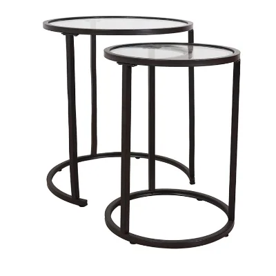 Best Selling Cheap Stacking End Table Set of 2 Black Side Coffee Table