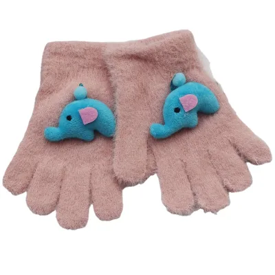 Children's Winter Outdoor Sports Gloves Cute Thick Plush Baby Pointing Finger Warm