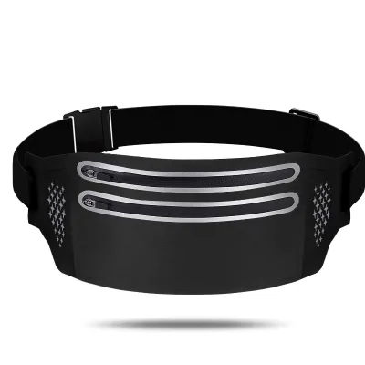 GERANNUR Outdoors Slim Workout Belt Two Zipper Reflect Light Women's Fitness Fanny Pack Running Sport Jogging Running Waist Bag
