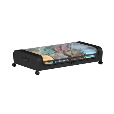 Under Bed Storage with Wheels Containers Underbed Storage with Lid for Clothes Blankets and Shoe Organizer Drawer