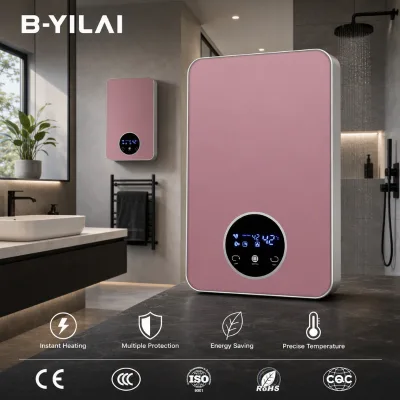 220V 8800W 55mm Ultra-Slim Tankless Electric Water Heater Instant Hot Water for Hotel Apartment & Boutique Projects