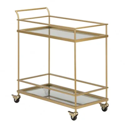 Multi Function Metal Home Kitchen Living Room Dining Serving Cart With 2 Mirror Shelves