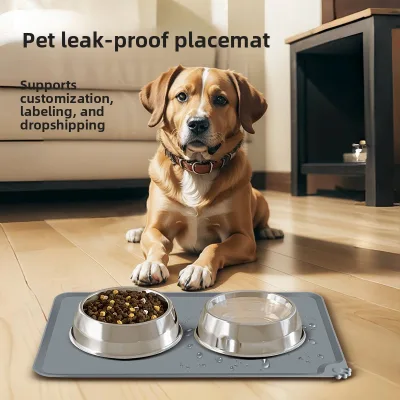Solid Pattern Rectangle Pet Placemat Spill-Proof Easy-to-Clean Non-Slip 48cm Large Dog Pad Indoor Use