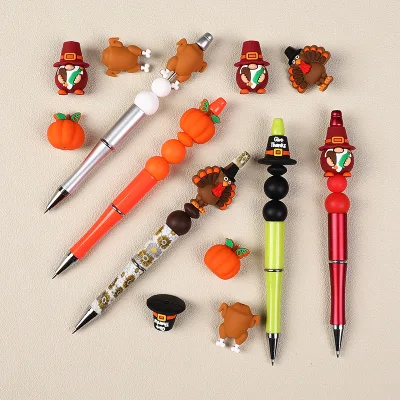 Thanksgiving Turkey 3D Silicone Beads Straight Holes DIY Creative Silicone Necklace Accessories Pen Focal Beads