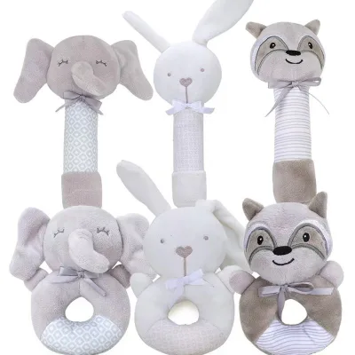 New Baby Educational Rattle Set Wholesale Newborn Soft Plush Musical Inflatable Character Rattles Squeaker Sticks Teething