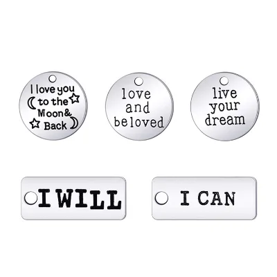 Wholesale Custom Engraved Designer Inspired Charms Tags Inspirational Charm Pendant for Jewelry Making