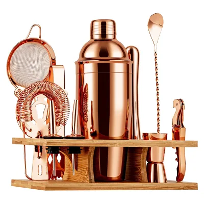 750ml High Quality Stainless Steel Boston Rose Gold Cocktail Shaker Sets Bartender Kit for Cocktail Lover