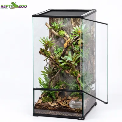 ReptiZoo Supplier Paludarium 48 Gallon Tall Waterproof Base Metal Mesh Top Glass Reptile Terrarium for Bioactive Moss Scape
