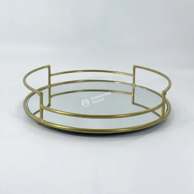Jewelry Vanity Gold Glass Serving Tray
