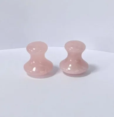 pink color wholesale natural gem stone mushroom facial massage tools