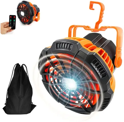 Hot Sale Portable Camping Fan for Tents, Battery Operated Fan with Carry Bag & LED Lantern for Camping Tent