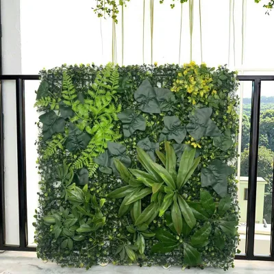 Milan New Style 40*60cm Plastic Hanging Decorative Backdrop Wall Artificial Boxwood Hedge Type Grass Modern Plant Type