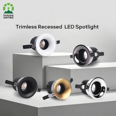 Commercial Trimless Aluminum Antique Bronze Color LED Spot Downlight Anti-glare Fixed Cob Spotlight for Roomlight Clothes Store