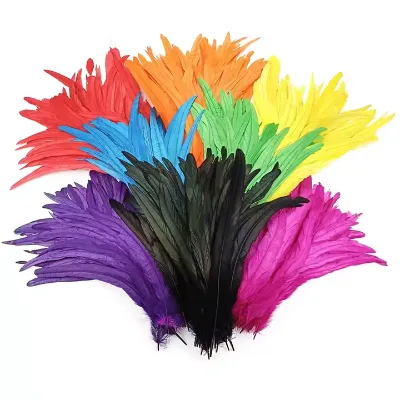 Wholesale Customized Dyed Various Colors 40-45 cm Rooster Tail Feather High Quality for Costume Embellishment Decoration