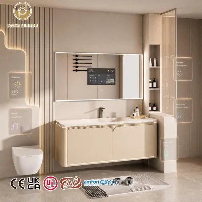 Wall Mounted Touch Control Ai Led Smart Light 4mm Coated Eco Friendly Skin Analyzer Support Android Tv Bathroom Mirror