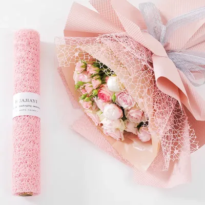 Jacquard Net Flower Packaging Paper Rose Packaging Material Manufacturer Wholesale Flower Shop Bouquet Floral Yarn Net