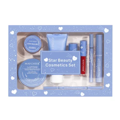 MAYCHEER Heart-to-Heart Beauty Mascara Powder Compact Lipstick Eyeliner Complete Daily Full Face Cosmetic Kit Makeup Set