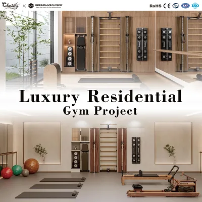 Luxury Wooden Gym Project Solution for Hotel Villa Resort Private Club Premium Oak Solid Wood Fitness Equipment Wholesale Europe