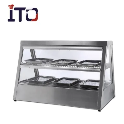 Professional Commercial Electric Stainless Steel Food Warmer Display Showcase With Glass for Restaurant