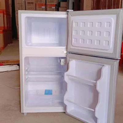 128L Stainless Steel Mini Fridge 2-Door Direct-Cool Electric Refrigerator with Separate Chiller Freezer Compartments