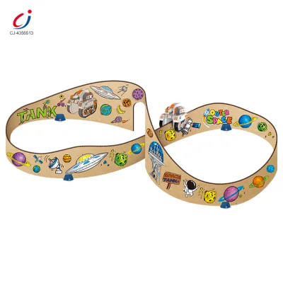 Chengji Diy Assembly Space Toys Rocket Electric Toy Track Creativity Cartoon Cardboard Small Built Tracks for Toy Cars