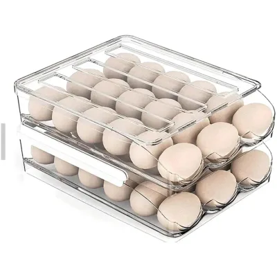 Egg Storage Fridge Organizers Eco-Friendly Transparent Plastic Electric Egg Holder Storage Egg Tray
