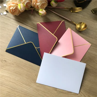 Custom Logo Printing Art Paper Gold Side Luxury Envelopes Bride Hollow Wedding Invitations Gift Greeting Card Packaging