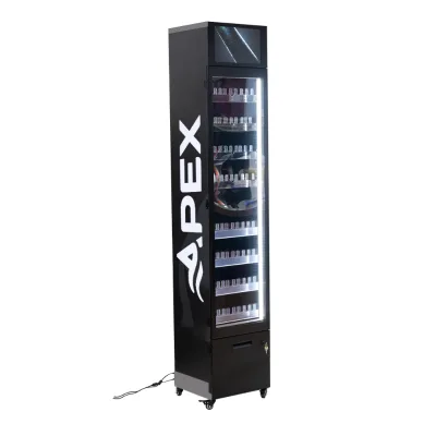 Custom Modern LED Metal Retail Cigarette Display Cabinet with Digital Advertising Screen Lockable Commercial for