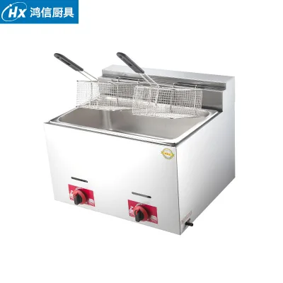 Gas Fryer Commercial Standing Double Basket Gas  Deep Fryer With Temperature Control