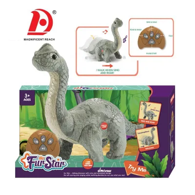 HUADA Jurassic World Interactive Remote Control Tanystropheus Toy Stuffed RC Plush Walking Dinosaur Toy Set With Sound & Music