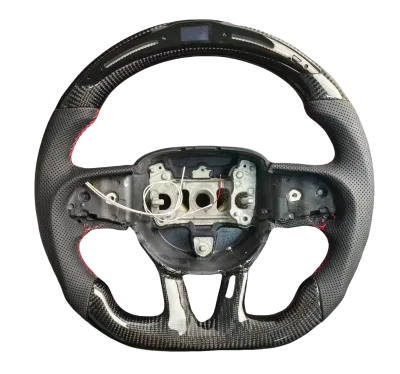 TY Carbon Fiber LED Perforated Leather 3 Spoke Sports Steering Wheel Customized Color for Dodge Charger Challenger 2008-2016