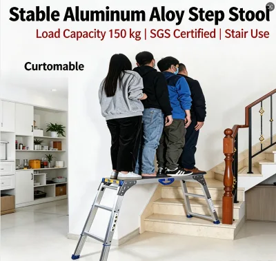 Aluminum Folding Scaffold Stool Portable Work Platform 150kg Non-Slip Steps for Construction Home DIY
