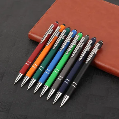 New Year Promotional 2-in-1 Custom Logo Ballpoint Pens Soft Touch Screen Ball for Stylus 1.0mm Writing Width Gifts
