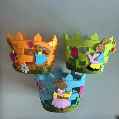 Cross-Border New Easter Non-Woven Fabric Basket Ornaments Decoration