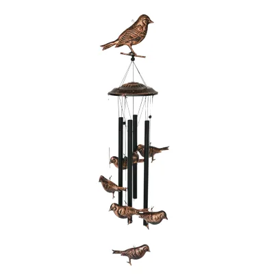 BLESSEDLAND Bird Theme Hollow Metal Tubes Wind Chimes-S Hook 36 Inch Length 4.72 Inch Diameter Indoor/Outdoor Use