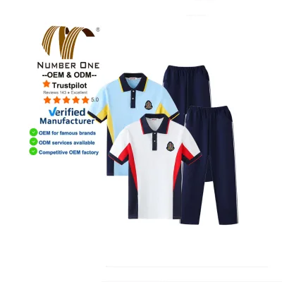 Custom School Uniform Polo Shirt With Long Pants Unisex Blank Wholesale Student Wear School Uniform for Middle School