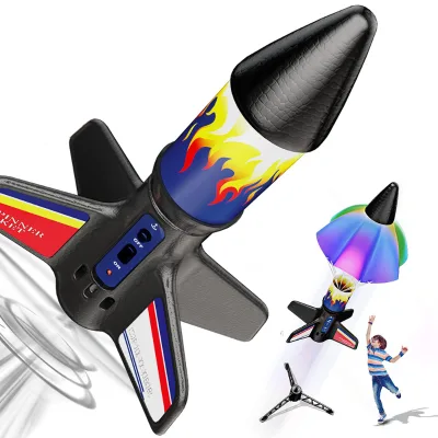 Eco Friendly Electric Rocket Launcher Toy for Kids Reusable Foam Rocket with Parachute Outdoor Science Gift