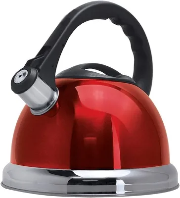 Stainless Steel Whistling Kettle 3l Mirror Red Tea Pot Hot Water Kettle